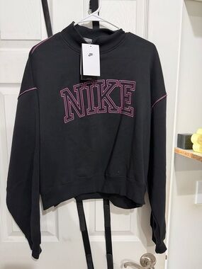 Nike Black Crewneck Sweatshirt with Pink Outline Logo